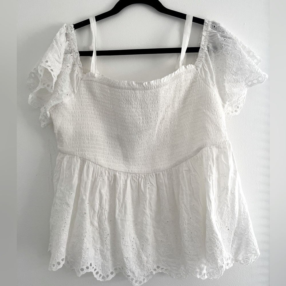 Torrid White Eyelet Blouse